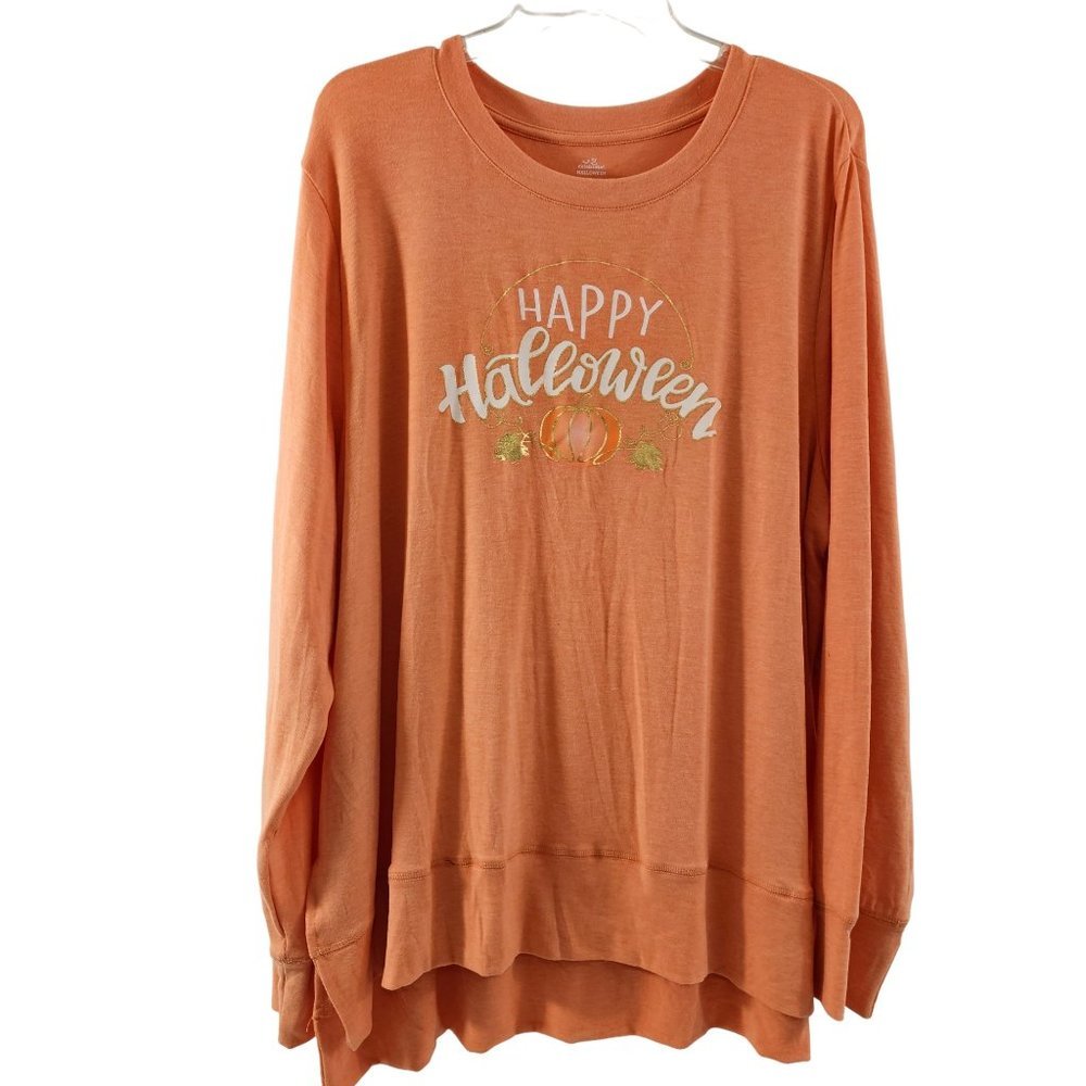 HAPPY Halloween Pumpkin Graphic Long Sleeve T-Shirt – Various Sizes - Picture 11 of 16